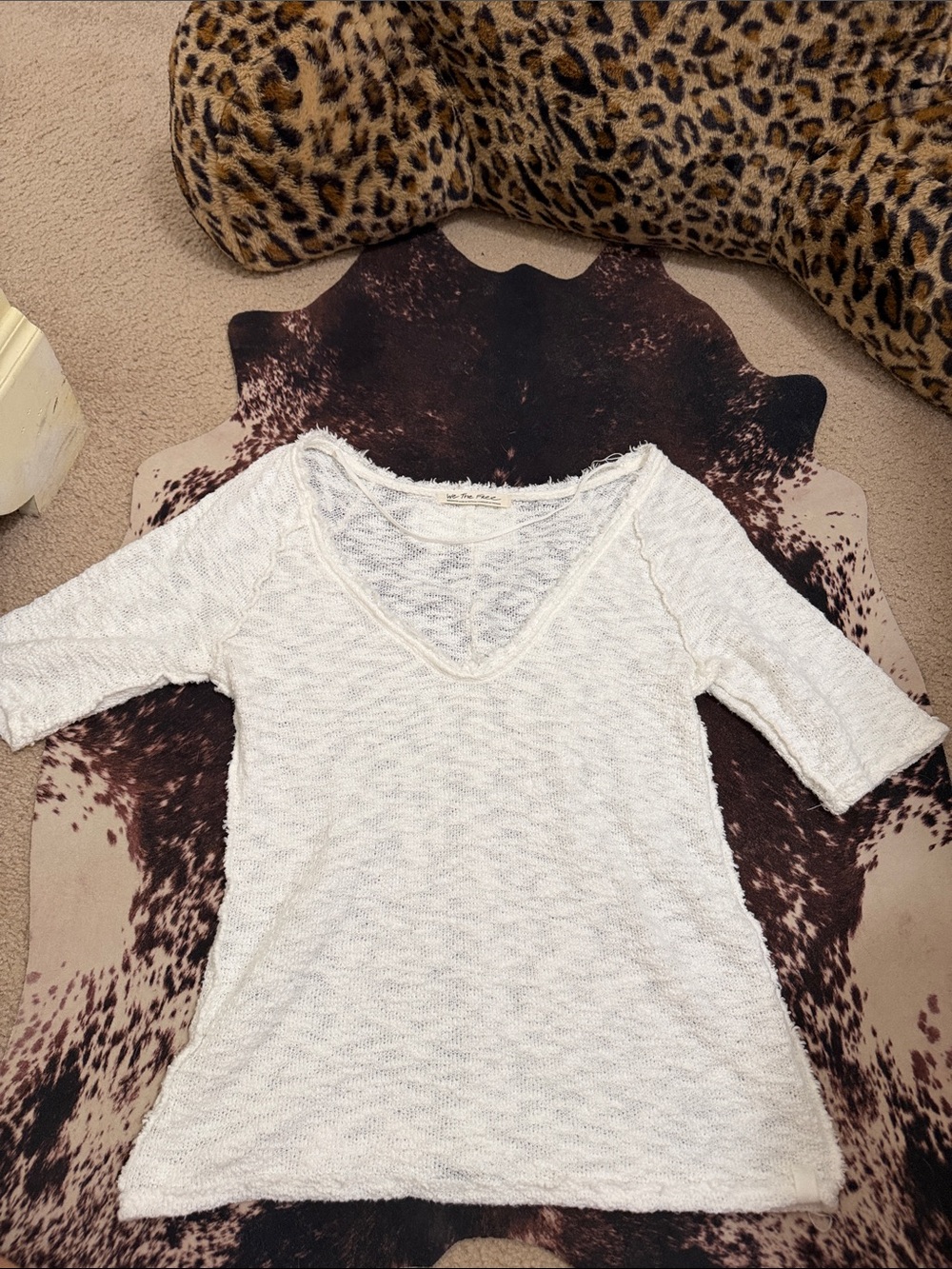 We The Free Off-White V-Neck Knit Tunic